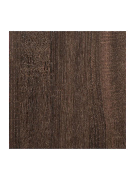 Square Side Table Glass Brown Oak M50xL50xH38cm