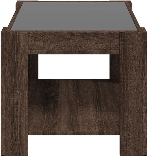 Masă Laterală Rectangulară Din Sticlă Stejar L73xL53xÎ45cm