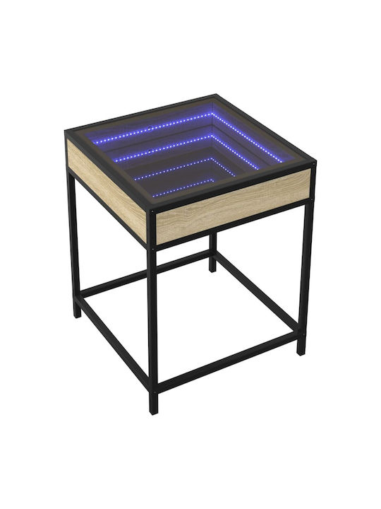 Square Glass Side Table Sonoma Oak M40xW40xH51cm