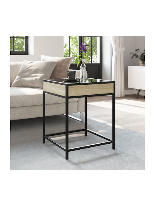 Square Glass Side Table Sonoma Oak M40xW40xH51cm