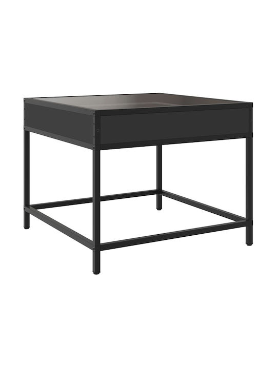 Square Side Table Glass Black 50x50x41 cm