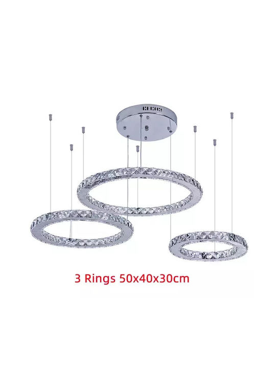 Crystal Chandelier Led Lighting Modern Design 3rings 50x40x30cm Cool White