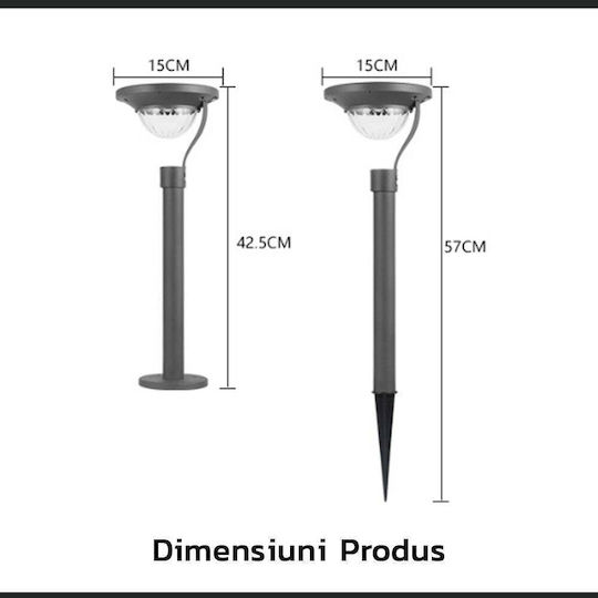 Lampă solară LED 2 moduri de fixare IP65 material ABS baterie 4.5 V 200 mAh 450 lumeni 42.5 x 15 cm alb cald