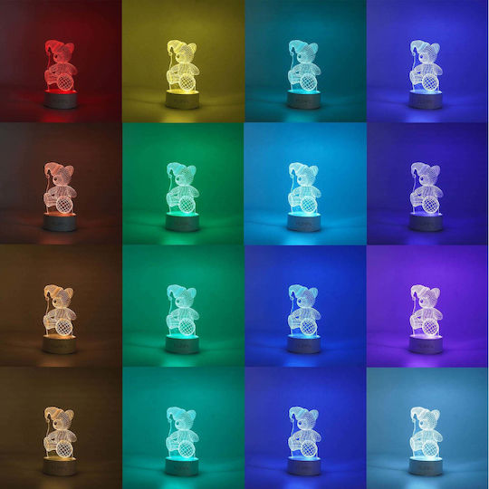 Led Decorative Lamp Flippy 3d Bear Hat Remote Control Two Power Modes Usb Batteries 20 Cm Height Made Acrylic Material Multicolor Light White