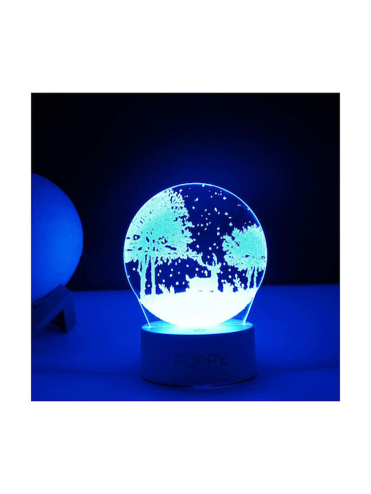 Dekorative LED-Lampe Flippy 3D Winterlandschaft Fernbedienung Zwei Leistungsmodi USB Batterien 20 cm Höhe Aus Acrylmaterial Mehrfarbiges Licht Weiß