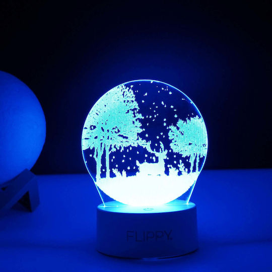 Decorative Led Lamp Flippy 3d Winter Landscape Remote Control Two Power Modes Usb Batteries 20 Cm Height Made Acrylic Material Multicolor Light White