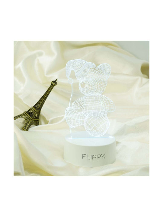 Led Decorative Lamp Flippy 3d Bear Hat Remote Control Two Power Modes Usb Batteries 20 Cm Height Made Acrylic Material Multicolor Light White