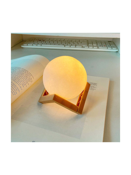 Lampa de noapte 3D Lună, lumină caldă albă, alimentată cu baterii, fără baterie reîncărcabilă, suport din plastic inclus, 8 cm, Flippy
