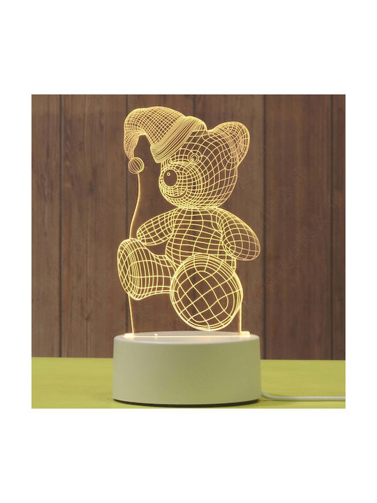 Led Decorative Lamp Flippy 3d Bear Hat Remote Control Two Power Modes Usb Batteries 20 Cm Height Made Acrylic Material Multicolor Light White