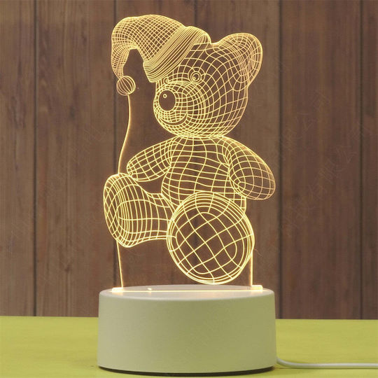 Led Decorative Lamp Flippy 3d Bear Hat Remote Control Two Power Modes Usb Batteries 20 Cm Height Made Acrylic Material Multicolor Light White