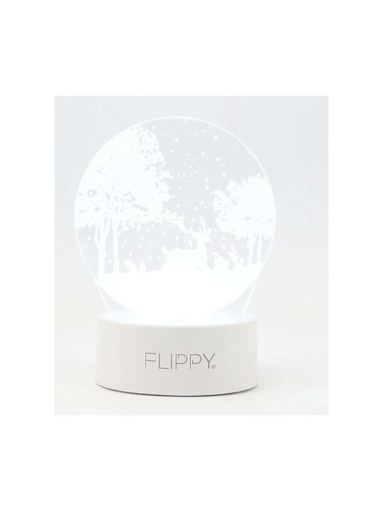 Dekorative LED-Lampe Flippy 3D Winterlandschaft Fernbedienung Zwei Leistungsmodi USB Batterien 20 cm Höhe Aus Acrylmaterial Mehrfarbiges Licht Weiß