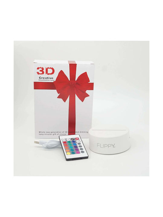 Dekorative LED-Lampe Flippy 3D Winterlandschaft Fernbedienung Zwei Leistungsmodi USB Batterien 20 cm Höhe Aus Acrylmaterial Mehrfarbiges Licht Weiß
