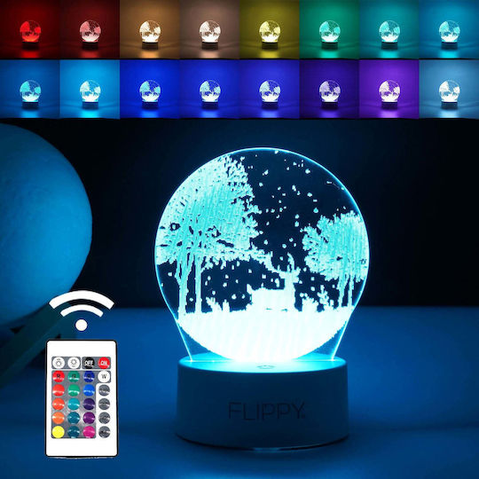 Decorative Led Lamp Flippy 3d Winter Landscape Remote Control Two Power Modes Usb Batteries 20 Cm Height Made Acrylic Material Multicolor Light White