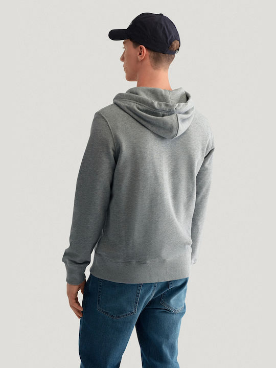 Gant Shield Herren Sweatshirt Jacke mit Kapuze Grey Melange