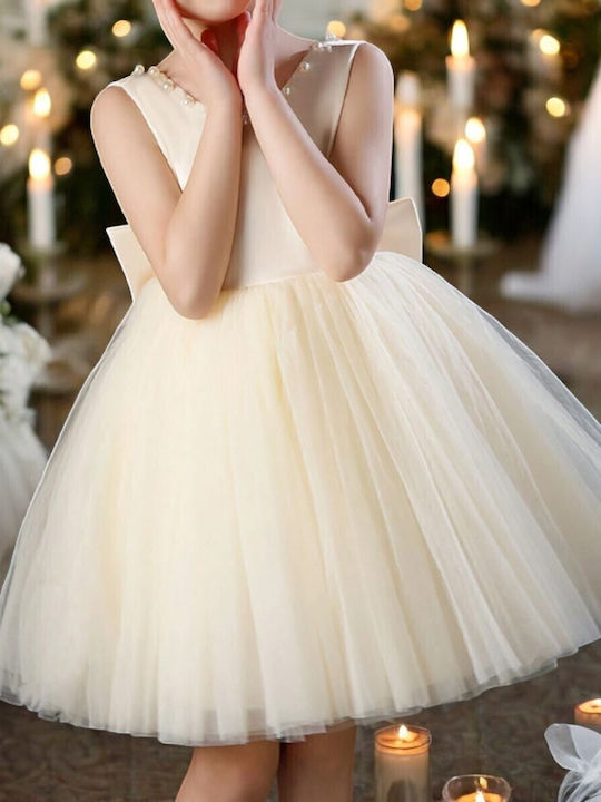 Mädchenkleid Ärmellos Für Blumenmädchen Champagne