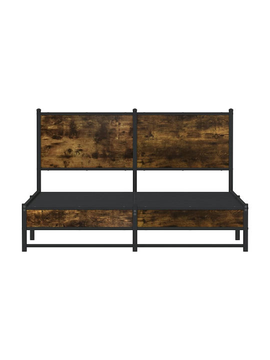Double Wooden Brown Bed with Slats for Mattress 150x200cm 4007834