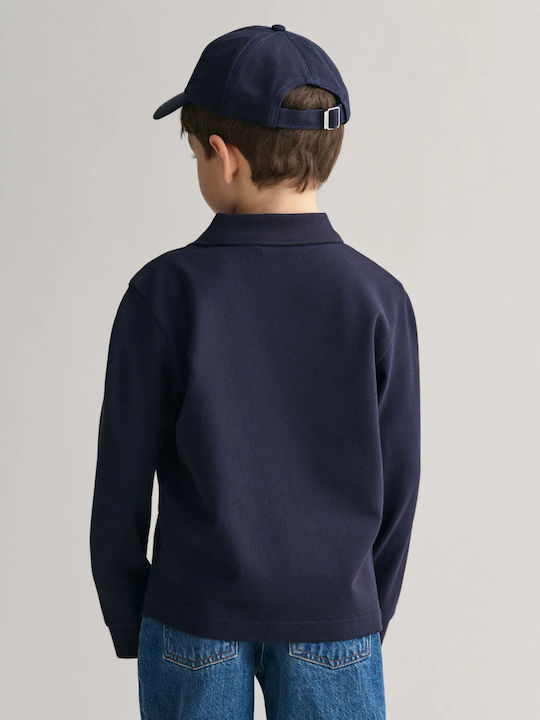 Gant Kids Polo Long Sleeve Evening Blue Shield