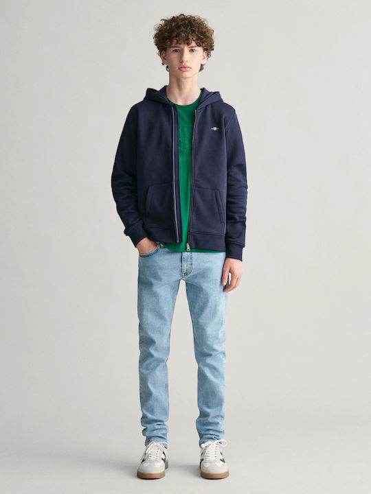Kinder-Sweatshirt Strickjacke mit Kapuze und Taschen Evening Blau