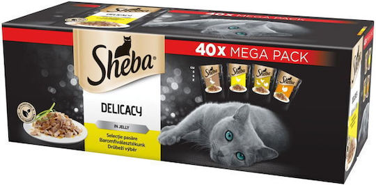Sheba Wet Food for Adult Cats in Pouch with Poultry Gluten-Free 40x85gr