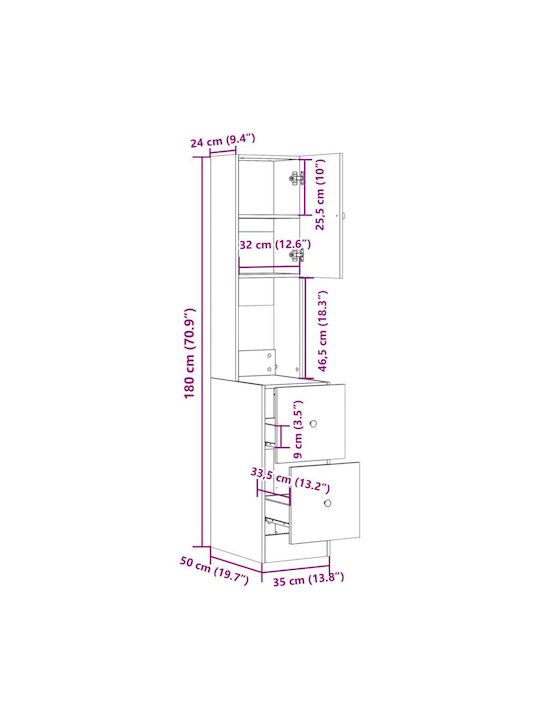 Στήλη Κουζίνας Λευκή 35x50x180εκ.