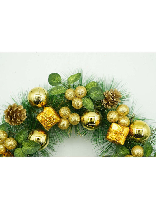Weihnachtskranz Tür Grün Gold 35 cm PVC Künstlich Dekoriert Innen Außen Flippy