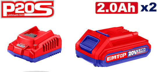 Emtop ECiDL6200128 Κρουστικό Δραπανοκατσάβιδο Μπαταρίας 20V 2x2Ah