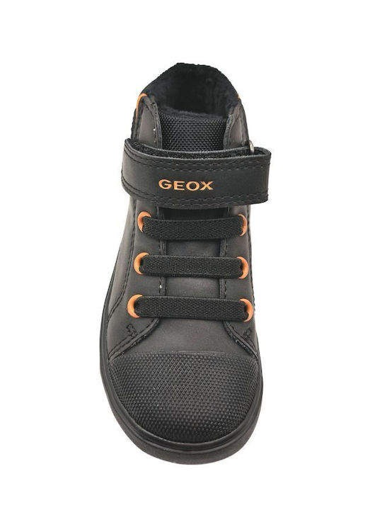 J Gisli Leather Kids Boots with Velcro Black