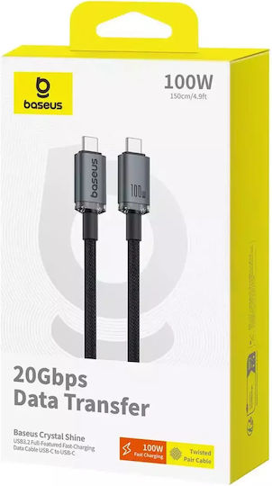 Baseus Crystal Shine Series USB 3.2 Video Cable USB-C Male - USB-C 100W PD Black 1.5m P10318204111-00