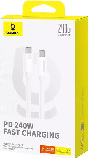 Baseus Superior 2 USB 4 Video Cable USB-C Male - USB-C 240W PD White 1.8m P10365200211-05
