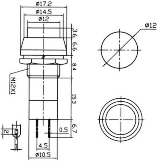 Ultimax Pb305b Întrerupător Buton Roșu 1buc