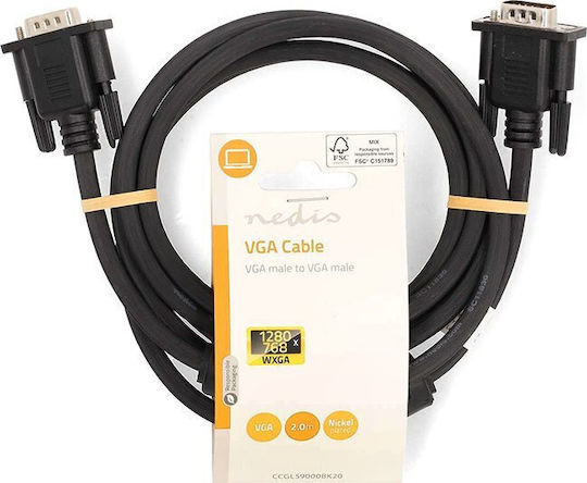 Nedis VGA male to VGA male Black 2m Cable