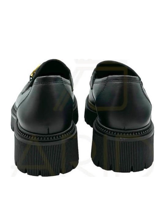 Δερμάτινα Γυναικεία Loafers σε Μαύρο Χρώμα