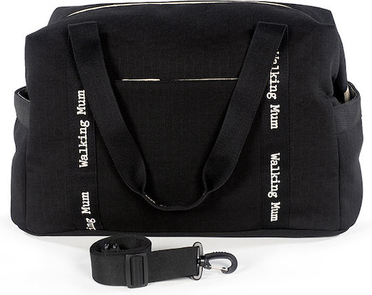 Walking Mum Shoulder/Hand Diaper Bag Weekend Black 55x25x30cm.