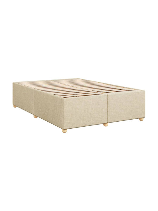 Vidaxl Boxspringbett mit Matratze Creme 160x200cm Stoff 1 Stück Doppelbett Creme