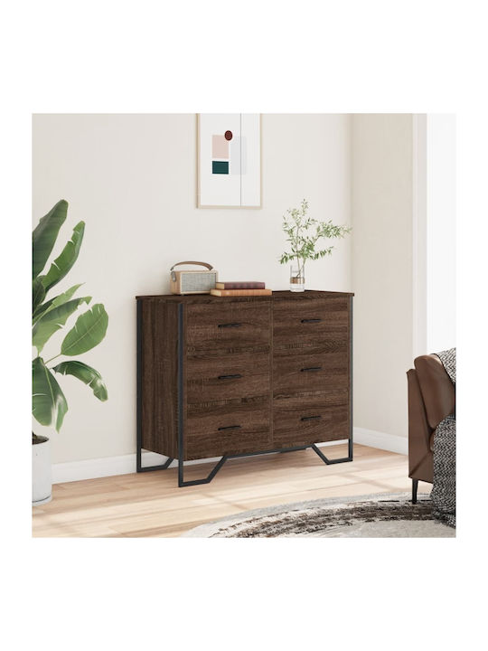 Wooden Chest of Drawers Brown Oak 91x35.5x74.5cm