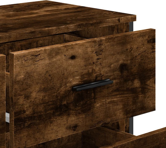 Wooden Chest of Drawers with 6 Drawers Smoked Oak 91x35.5x74.5cm