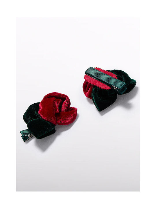 Abel & Lula Set of Kids Hair Clips with Bobby Pin Flower in Red Color