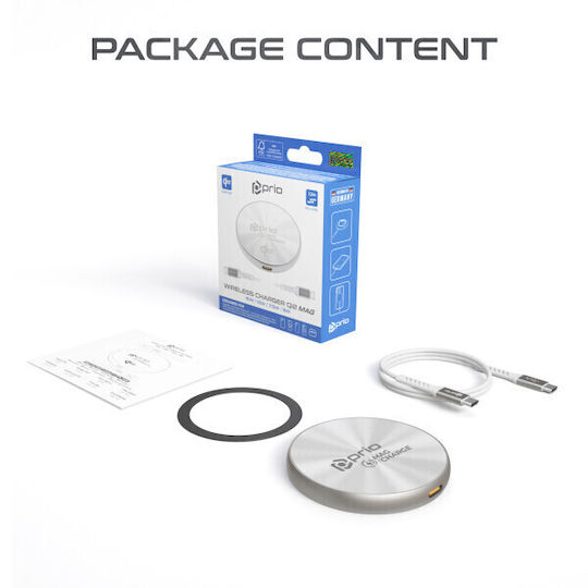 Prio Wireless Charger (Qi Pad) 15W Silver