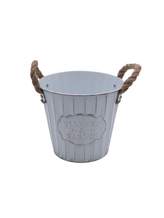 Uncle George Planter Metal White 17.5x17.5x15cm.