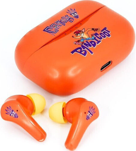 OTL Crash Bandicoot In-ear Bluetooth Handsfree Ακουστικά με Θήκη Φόρτισης Πορτοκαλί