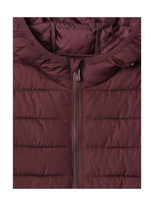 GAP Waterproof Kids Quilted Jacket with Hood Pinot Noir Coldcontrol