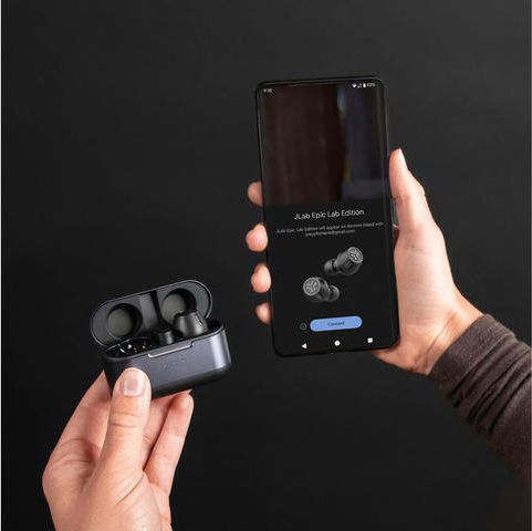 Jlab Epic Lab Edition In-Ear Bluetooth-Freisprecheinrichtung Kopfhörer mit Schweißresistenz und Ladeetui Schwarz