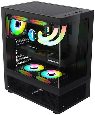 1STPLAYER MIKU Mi7-A Геймърско бюро Midi Tower Компютърна кутия със страничен прозорец и RGB осветление Черен
