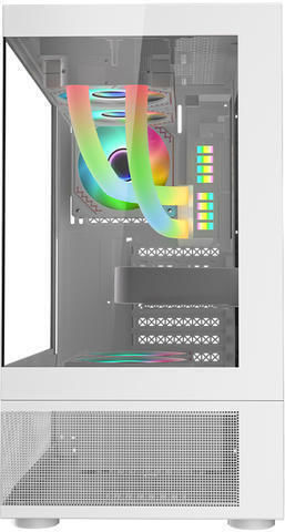 1STPLAYER MIKU Mi7-A Геймърско бюро Midi Tower Компютърна кутия със страничен прозорец и RGB осветление Бял