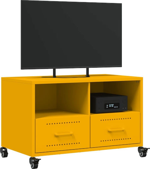 Stand TV Metalic Cu Roți Galben Muștar L68xA39xÎ43.5cm