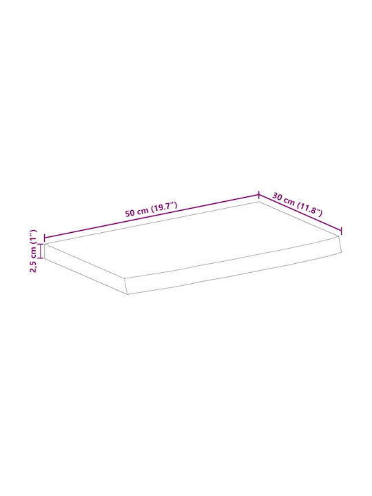vidaXL Επιφάνεια Τραπεζιού από Μασίφ Ξύλο Καφέ 50x30x2.5cm 370331