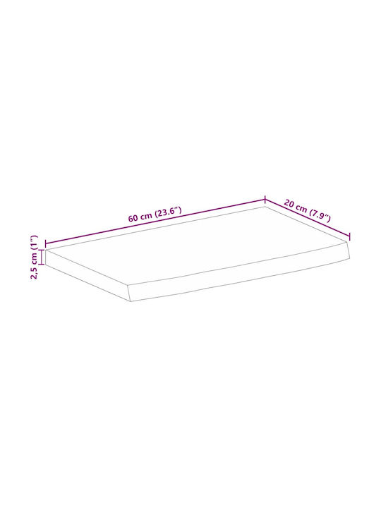 vidaXL Επιφάνεια Τραπεζιού από Μασίφ Ξύλο Καφέ 60x20x2.5cm 370320