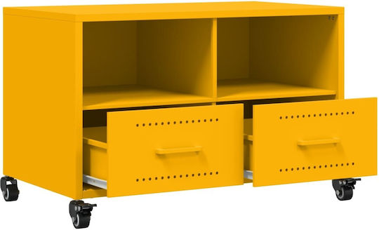 Stand TV Metalic Cu Roți Galben Muștar L68xA39xÎ43.5cm