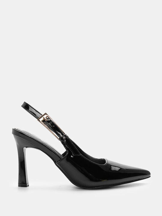 Luigi Synthetic Leather Pointed Toe Black High Heels