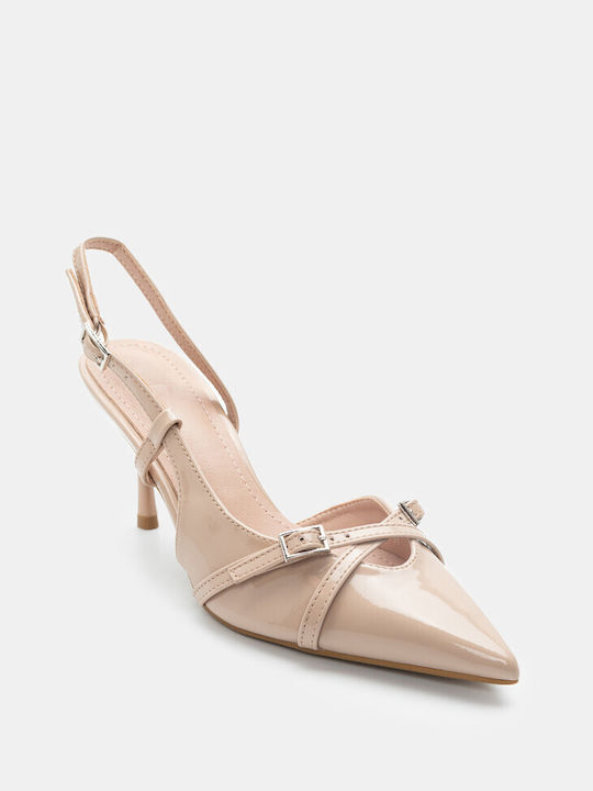 Luigi Pumps mit Riemchen & hoher Absatz Beige